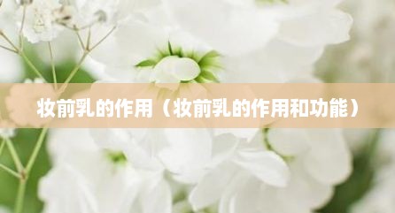 妆前乳的作用（妆前乳的作用和功能）