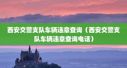 西安交警支队车辆违章查询（西安交警支队车辆违章查询电话）