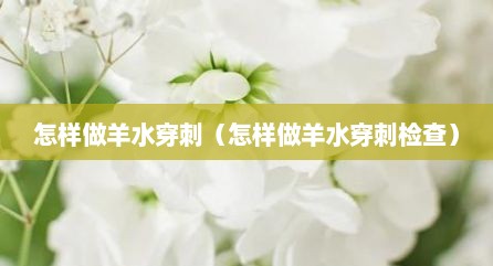 怎样做羊水穿刺（怎样做羊水穿刺检查）