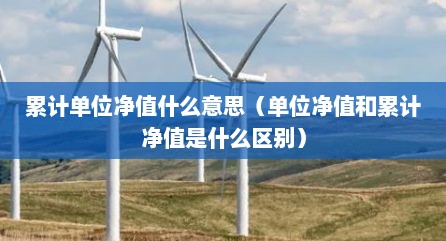 累计单位净值什么意思（单位净值和累计净值是什么区别）