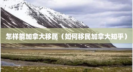 怎样能加拿大移民（如何移民加拿大知乎）