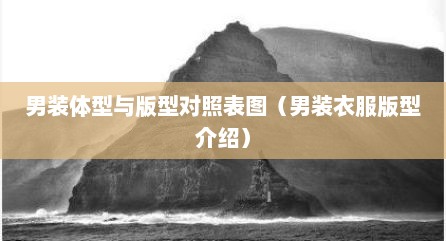 男装体型与版型对照表图（男装衣服版型介绍）