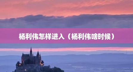 杨利伟怎样进入（杨利伟啥时候）