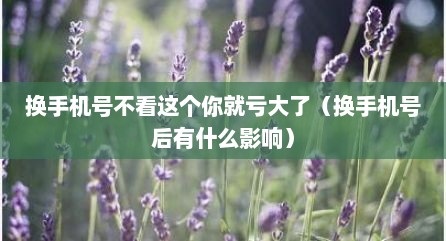 换手机号不看这个你就亏大了（换手机号后有什么影响）