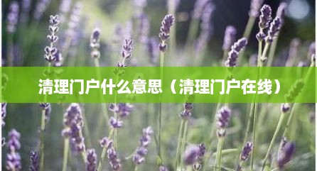 清理门户什么意思（清理门户在线）