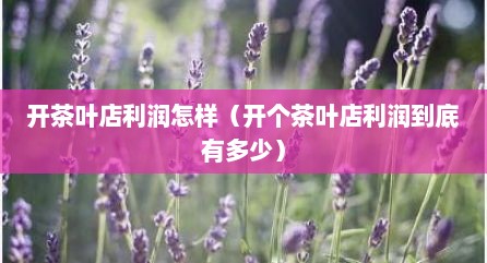 开茶叶店利润怎样（开个茶叶店利润到底有多少）