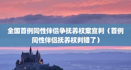全国首例同性伴侣争抚养权案宣判（首例同性伴侣抚养权判错了）