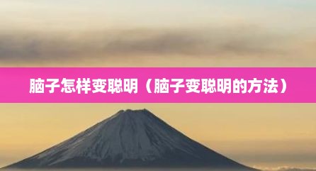 脑子怎样变聪明（脑子变聪明的方法）