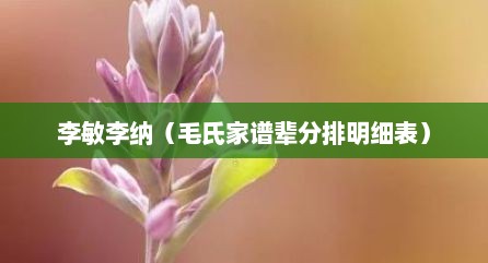 李敏李纳（毛氏家谱辈分排明细表）