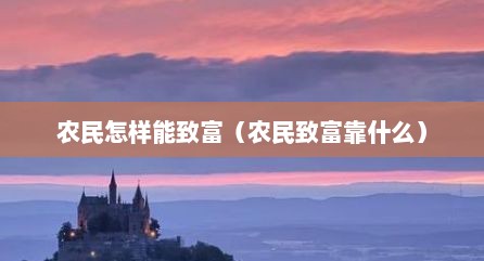 农民怎样能致富（农民致富靠什么）