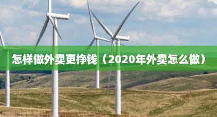 怎样做外卖更挣钱（2020年外卖怎么做）