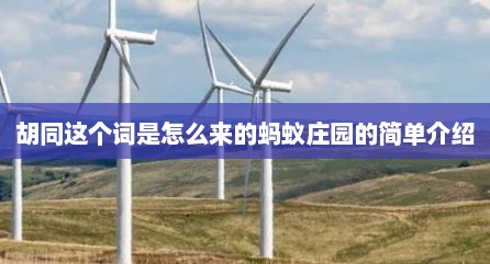 胡同这个词是怎么来的蚂蚁庄园的简单介绍