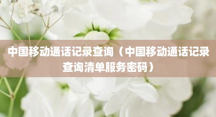 中国移动通话记录查询（中国移动通话记录查询清单服务密码）