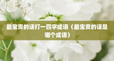 最宝贵的话打一四字成语（最宝贵的话是哪个成语）