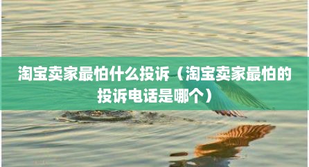 淘宝卖家最怕什么投诉（淘宝卖家最怕的投诉电话是哪个）