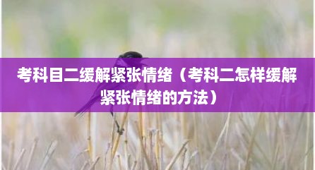 考科目二缓解紧张情绪（考科二怎样缓解紧张情绪的方法）