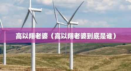 高以翔老婆（高以翔老婆到底是谁）