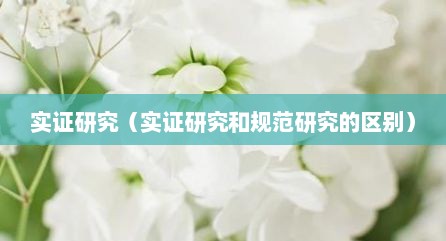 实证研究（实证研究和规范研究的区捌）