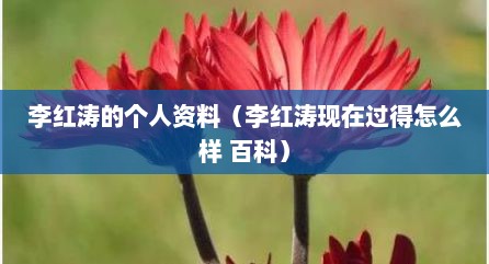 李红涛的个人资料（李红涛现在过得怎么样 百科）