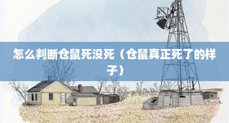 怎么判断仓鼠死没死（仓鼠真正死了的样子）
