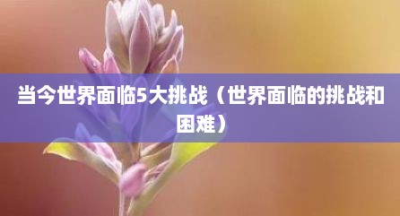 当今世界面临5大挑战（世界面临的挑战和困难）