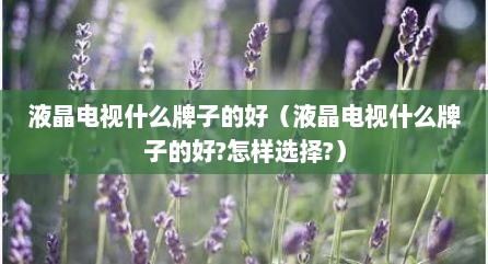 液晶电视什么牌子的好（液晶电视什么牌子的好?怎样选择?）
