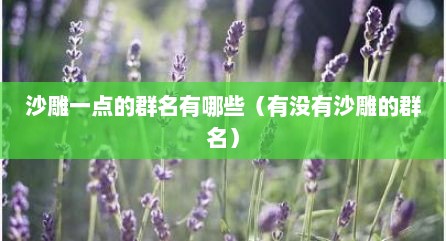 沙雕一点的群名有哪些（有没有沙雕的群名）