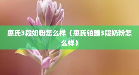 惠氏3段奶粉怎么样（惠氏铂臻3段奶粉怎么样）