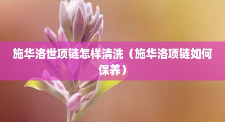施华洛世项链怎样清洗（施华洛项链如何保养）