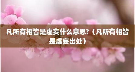 凡所有相皆是虚妄什么意思?（凡所有相皆是虚妄出处）