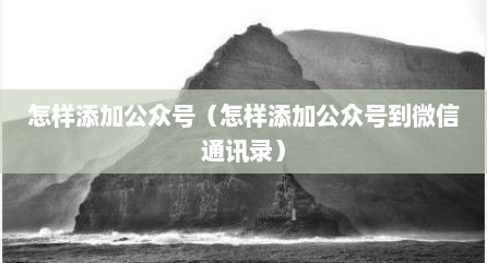 怎样添加公众号（怎样添加公众号到微信通讯录）