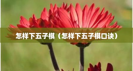 怎样下五子棋（怎样下五子棋口诀）