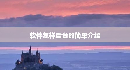 软件怎样后台的简单介绍