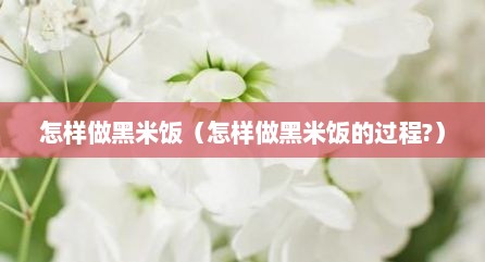 怎样做黑米饭（怎样做黑米饭的过程?）