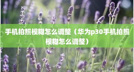 手机拍照模糊怎么调整（华为p30手机拍照模糊怎么调整）