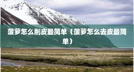 菠萝怎么削皮最简单（菠萝怎么去皮最简单）