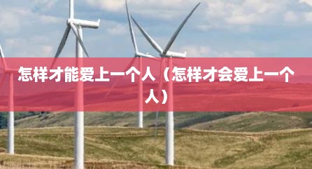 怎样才能爱上一个人（怎样才会爱上一个人）