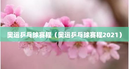 奥运乒乓球赛程（奥运乒乓球赛程2021）
