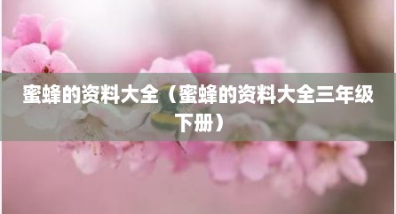蜜蜂的资料大全（蜜蜂的资料大全三年级下册）