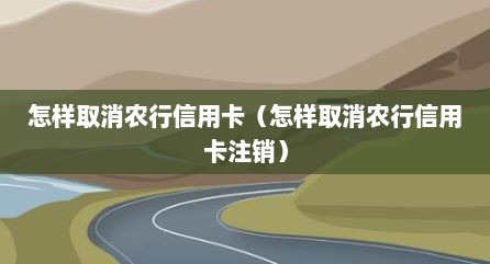 怎样取消农行信用卡（怎样取消农行信用卡注销）