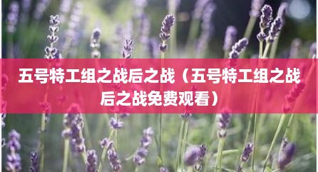 五号特工组之战后之战（五号特工组之战后之战免费观看）