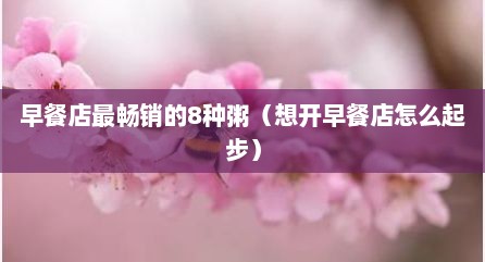 早餐店最畅销的8种粥（想开早餐店怎么起步）