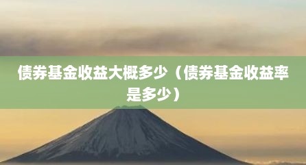 债券基金收益大概多少（债券基金收益率是多少）