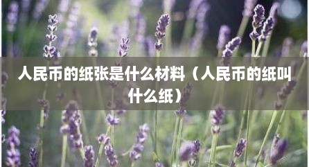 人民币的纸张是什么材料（人民币的纸叫什么纸）