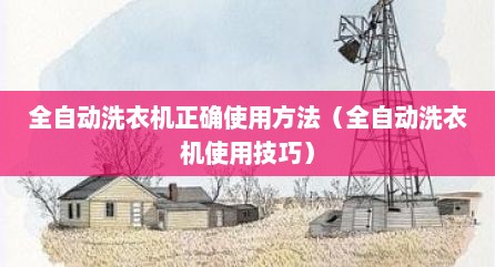 全自动洗衣机正确使用方法（全自动洗衣机使用技巧）