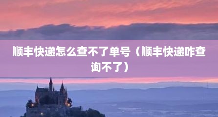 顺丰快递怎么查不了单号（顺丰快递咋查询不了）