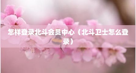 怎样登录北斗会员中心（北斗卫士怎么登录）
