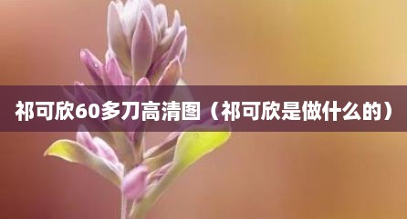 祁可欣60多刀高清图（祁可欣是做什么的）