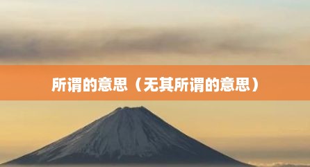 所谓的意思（无其所谓的意思）