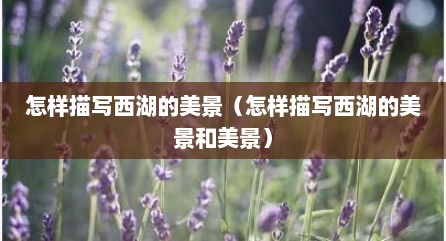 怎样描写西湖的美景（怎样描写西湖的美景和美景）
